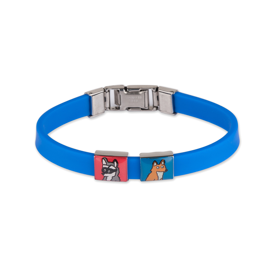 ‘Forest Friends’ slider and blue children's bracelet